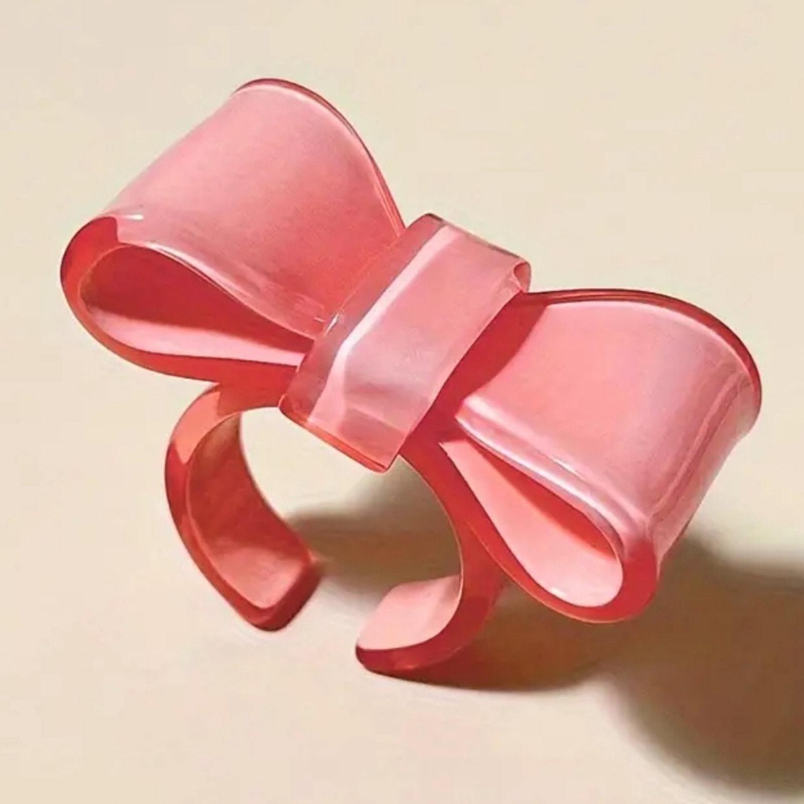 Pink Acrylic Bow Ring 10$